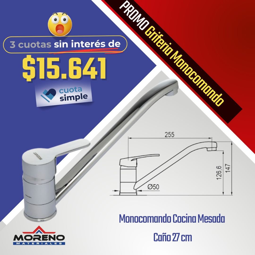 GRIF MONOC.MADRID COCINA MESADA CAÑO 27CM 9027